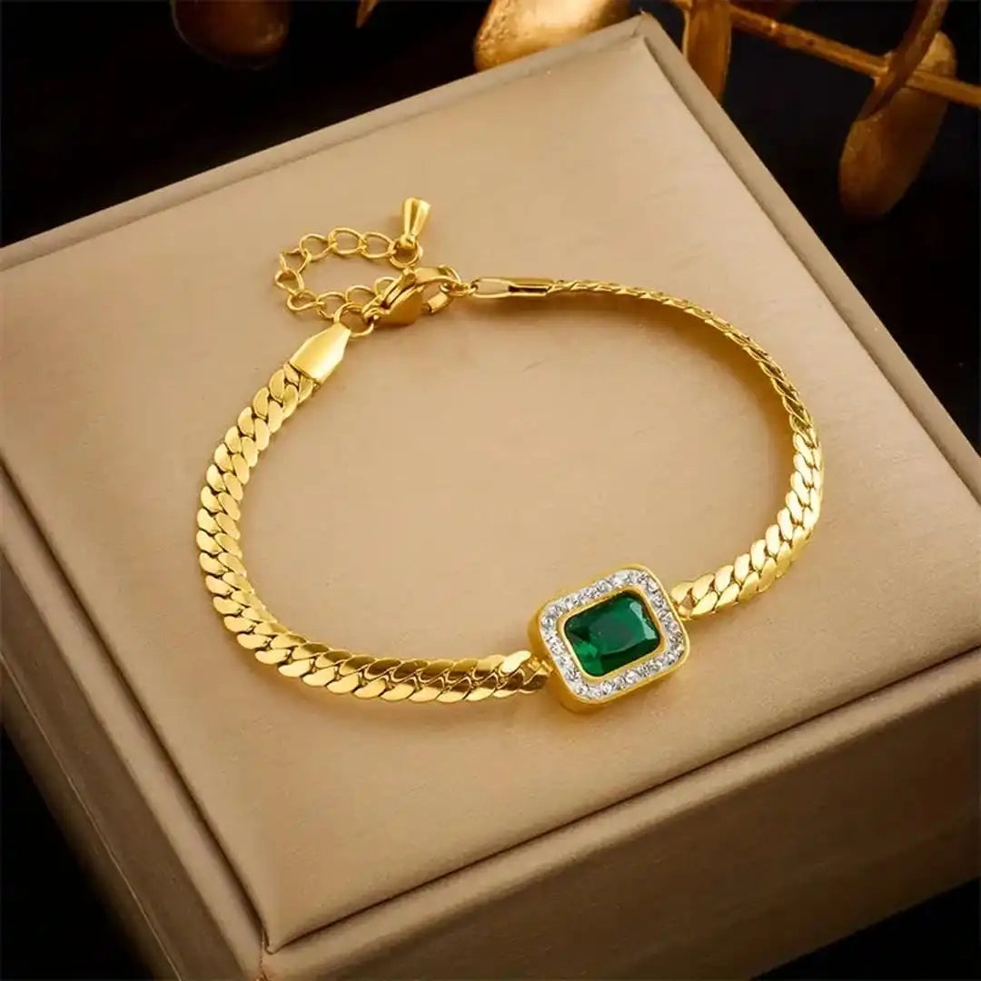 Radiant Gold Emerald Link Bracelet | Community Club